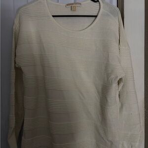 Cream Textured Long Sleeve Top